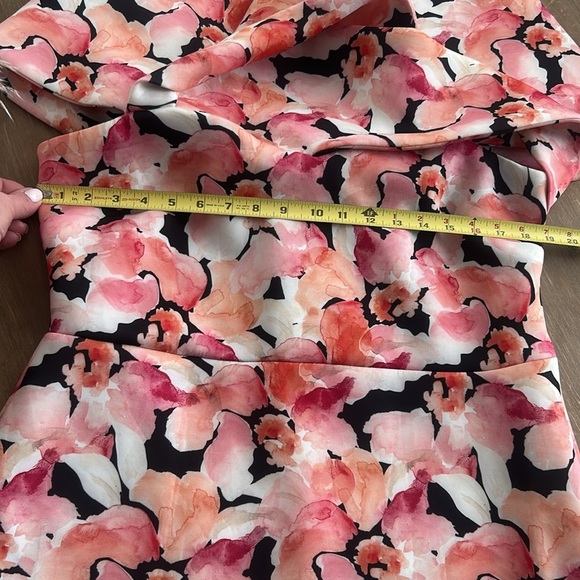 ASOS DESIGN Sweetheart Puff Bardot Midi Pink Floral Party Dress Size 14 NEW - Picture 15 of 17